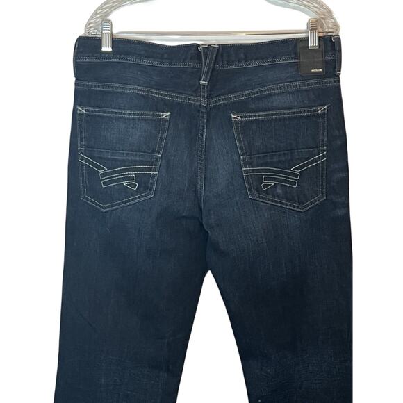 Helix Jeans Mens 34" Waist Blue Boot Cotton Pockets Zip Close Medium Wash - Picture 9 of 10